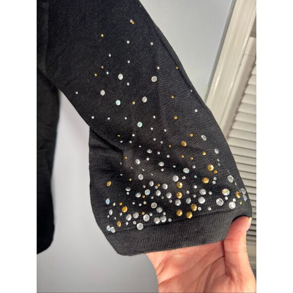 Avon Women's Embellished Quarter Sleeve Knit Tunic Sweater Top Black 3X NWOT - Picture 5 of 9